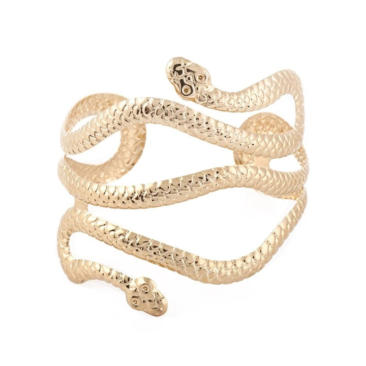 Gold Cuff Bracelet with Snake Motif