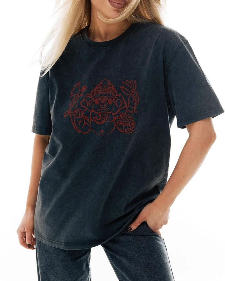 Black Oversize T-shirt "Ganesha Vintage"