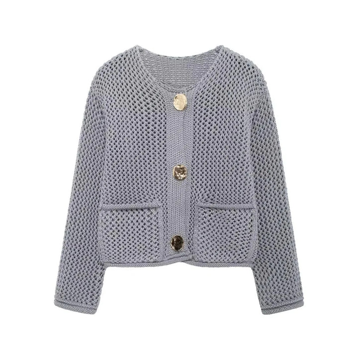 Knitted Cardigan Gray With Buttons