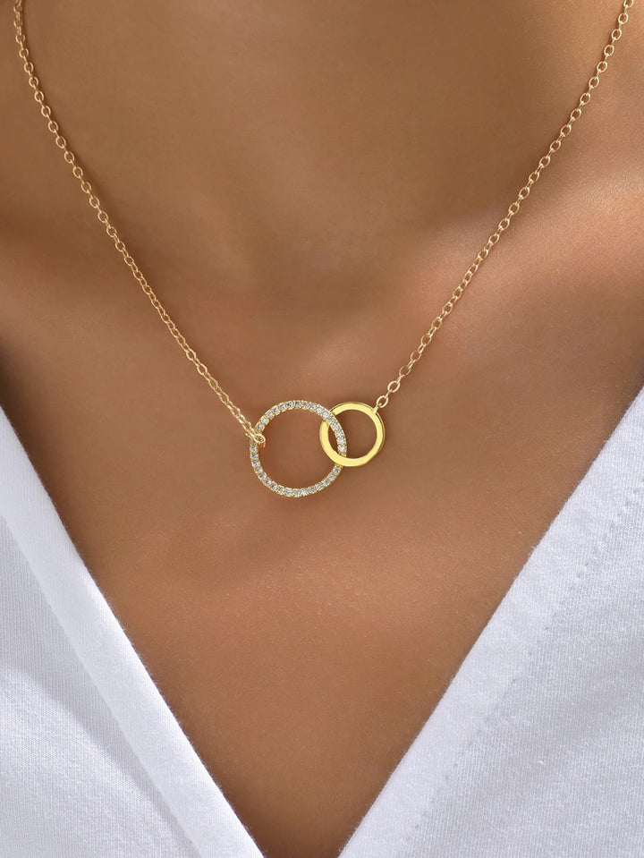 Gold Minimalist Double Ring Necklace 