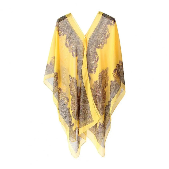 Yellow Summer Scarf with UV Protection Chiffon Beach Shawl