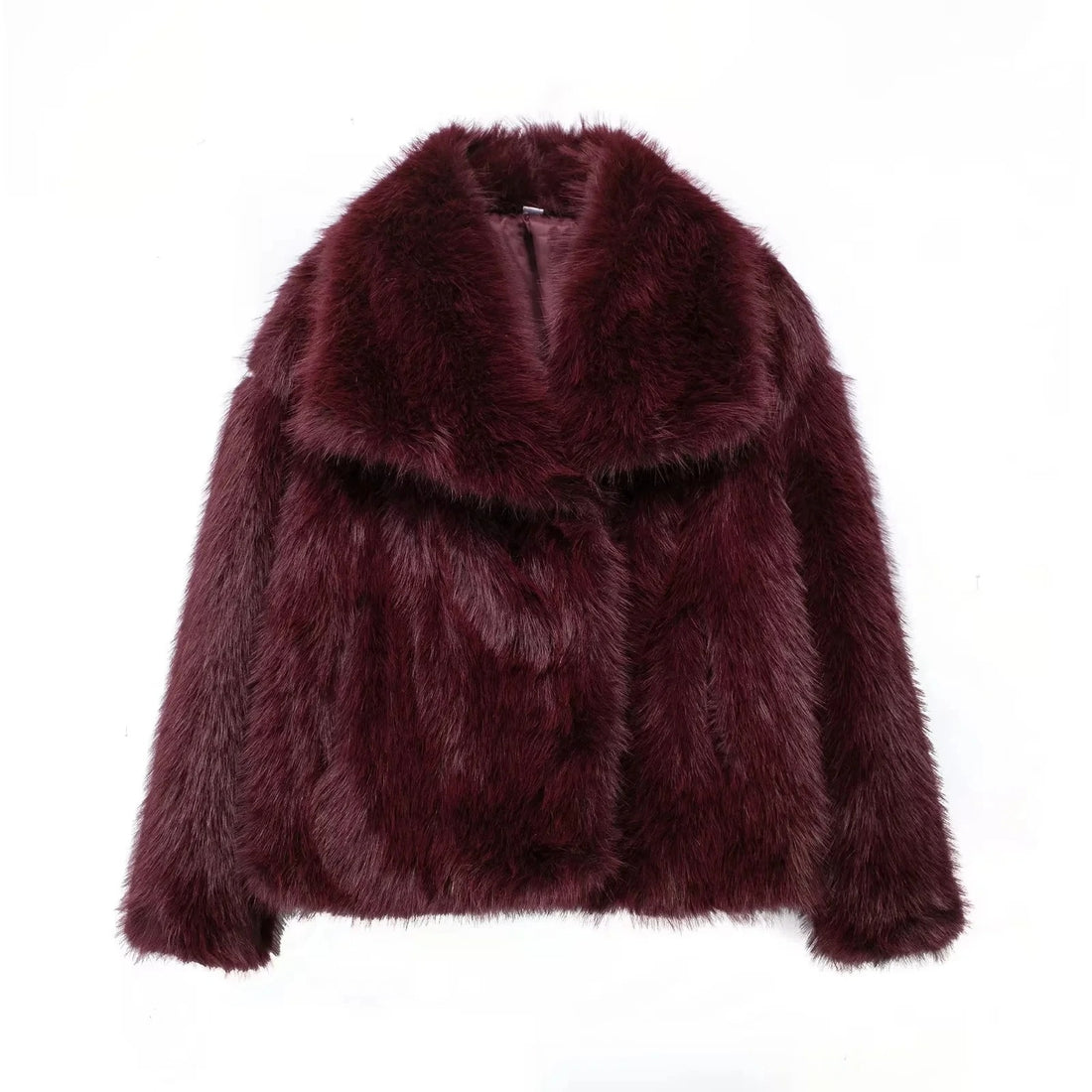 Burgundy Faux Fur Jacket