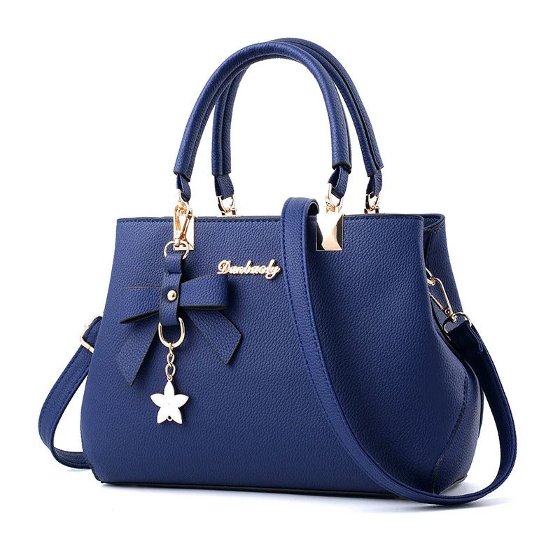 Dark blue Crossbody Bag with Flower Charm