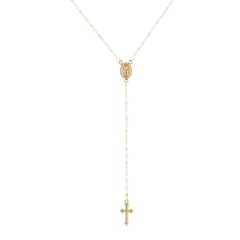 Golden Rosary with a Cross - Boho Style Elegance