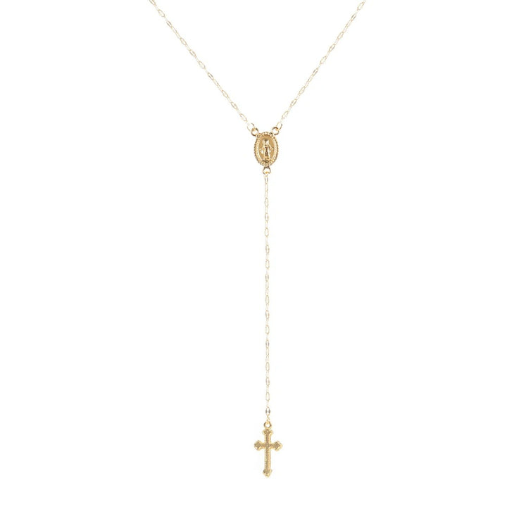 Golden Rosary with a Cross - Boho Style Elegance