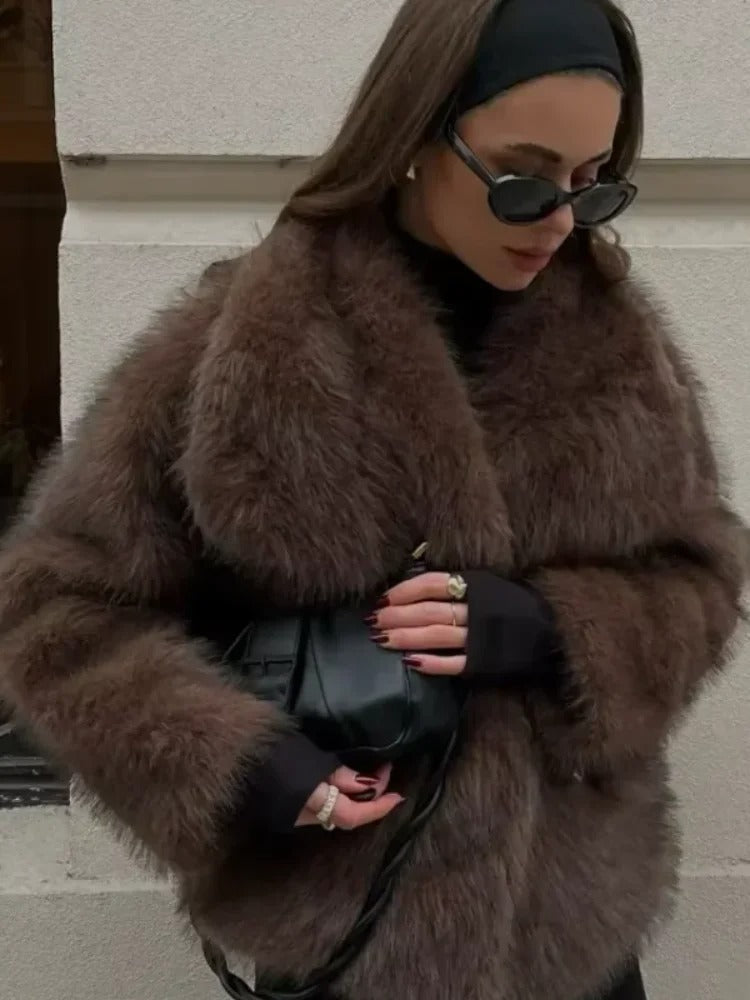 Brown Oversized Fur Coat