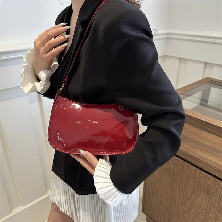 Retro PU Leather Shoulder Bag Red