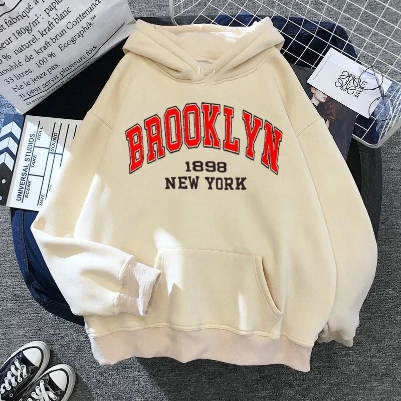 Khaki Brooklyn Letter Print Hoodie