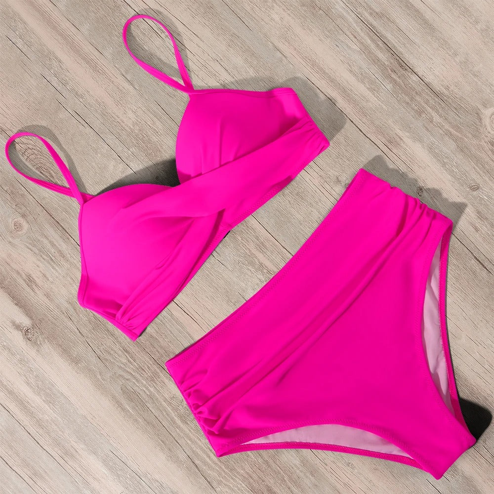 Pink High Waist Push-Up Bikini