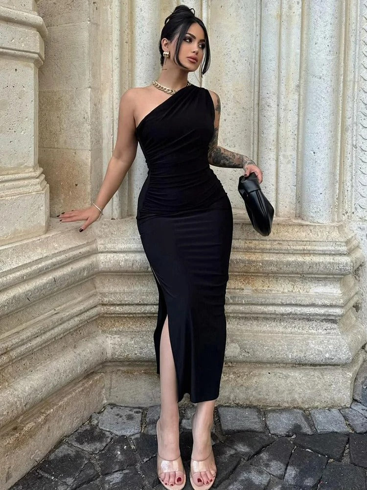 Black long dress with slit