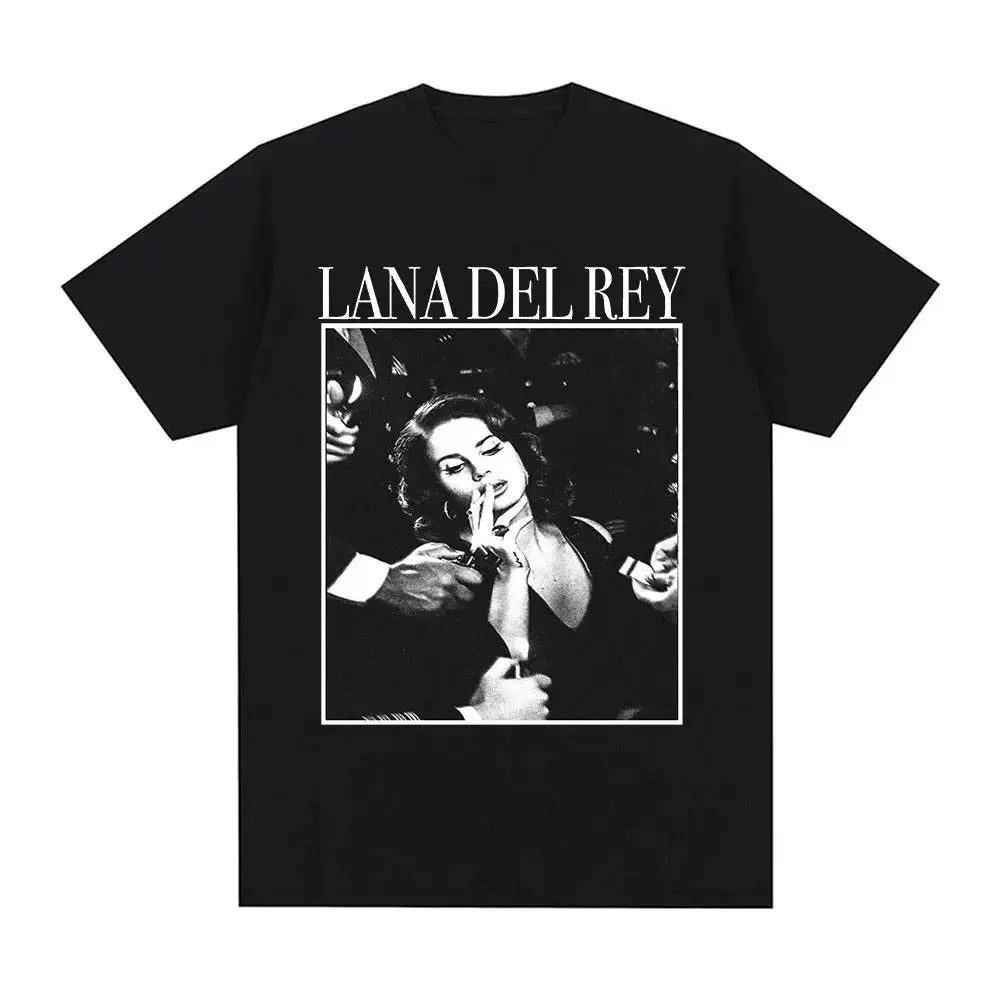 Czarny T-Shirt z Nadrukiem Lana Del Rey