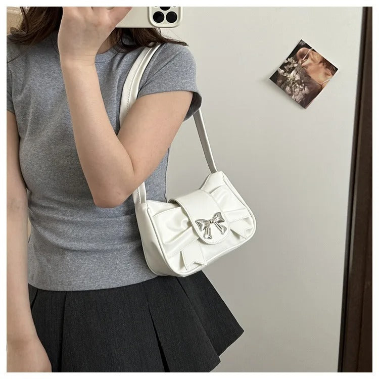 White Fashion Shoulder Bag With Bow