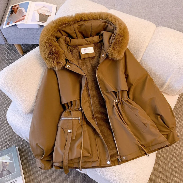 Brown Warm Down Jacket with Hood