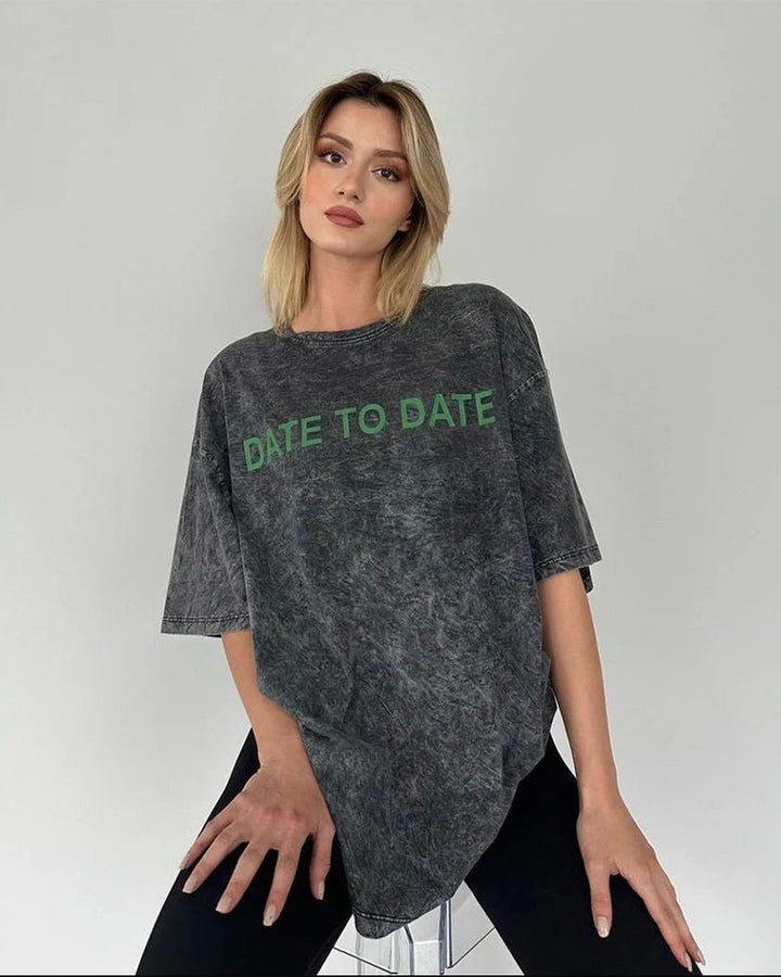 Black Oversize T-shirt "Date to Date" Vintage