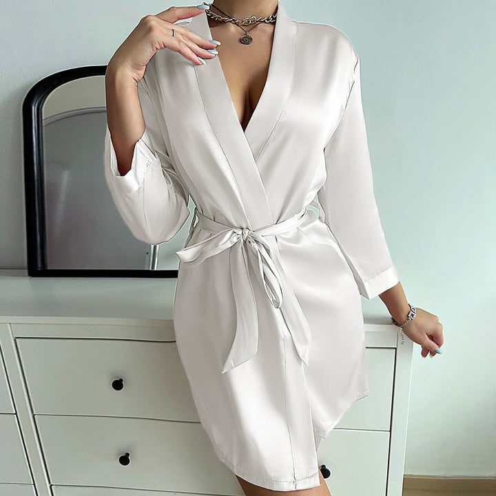 White Satin Robe Classic Elegance