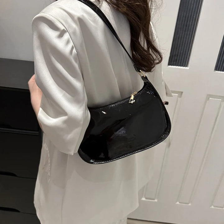 Retro PU Leather Shoulder Bag Black