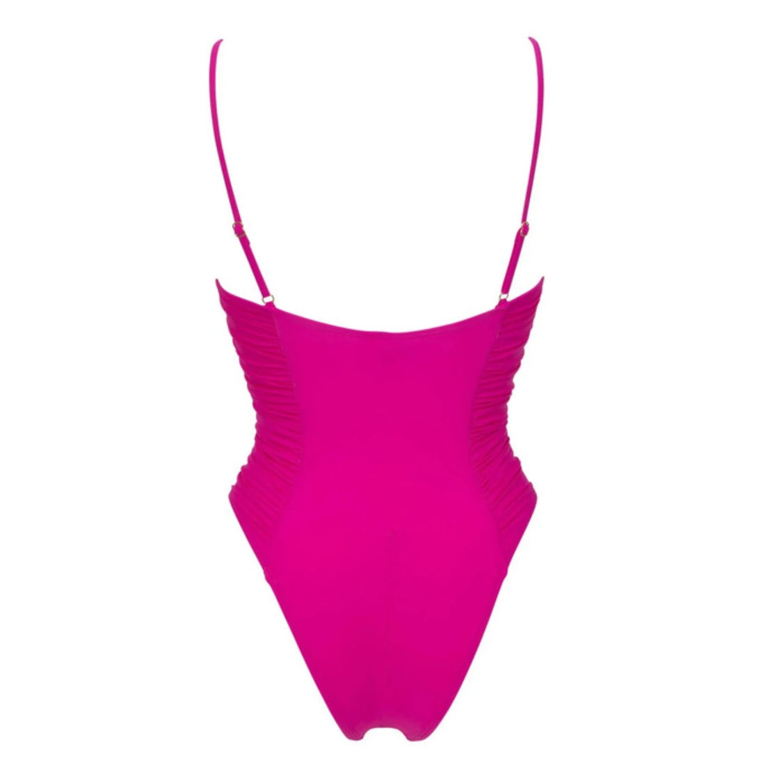 Pink One Piece Halter Neck Ruched Swimsuit