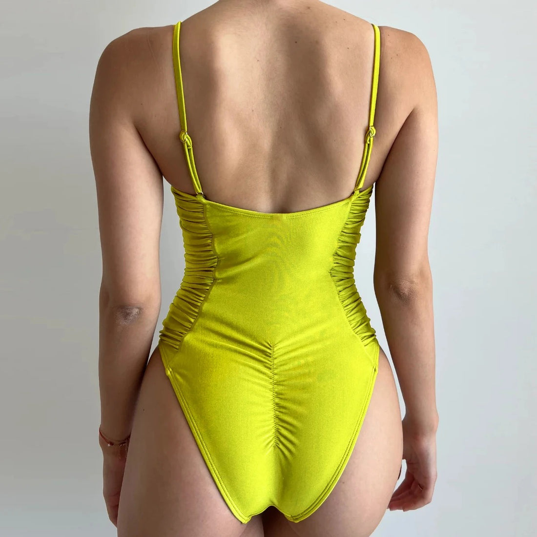 Lime One Piece Ruched Swimsuit