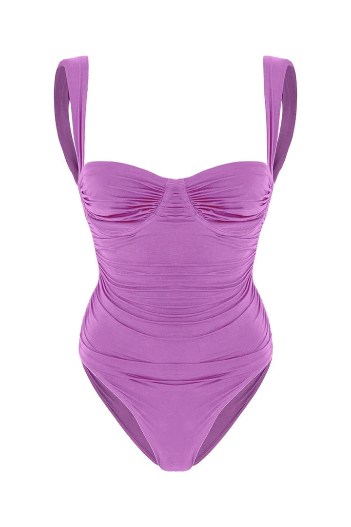 Lilac One Piece Swimsuit with Wide Straps