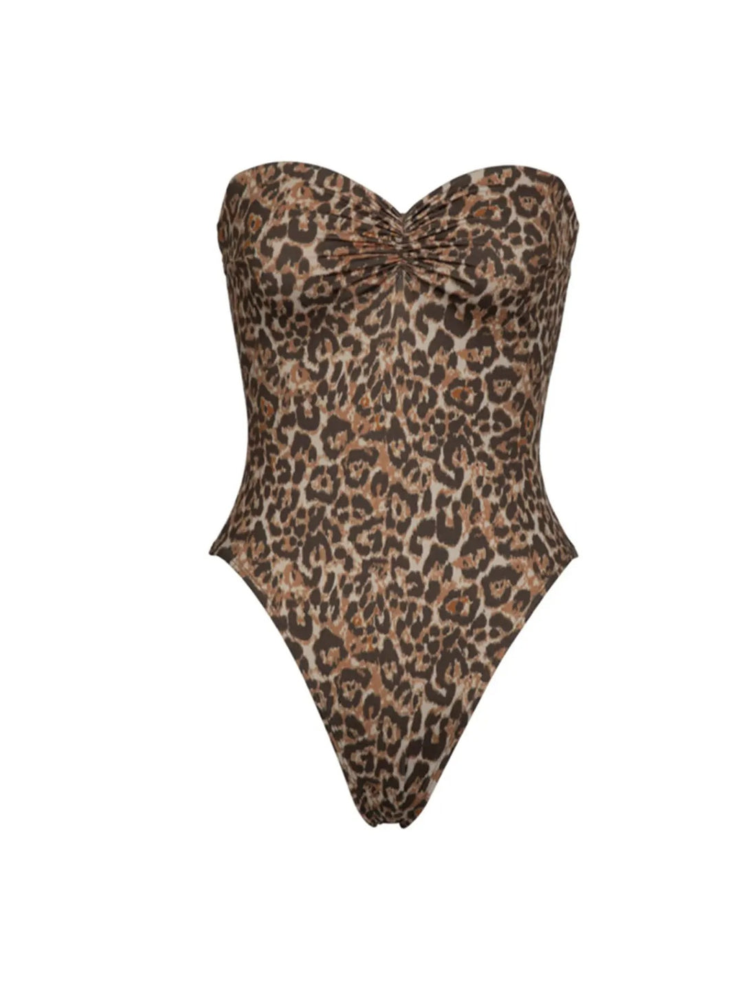 Leopard One Piece Bandeau Open Back Swimsuit