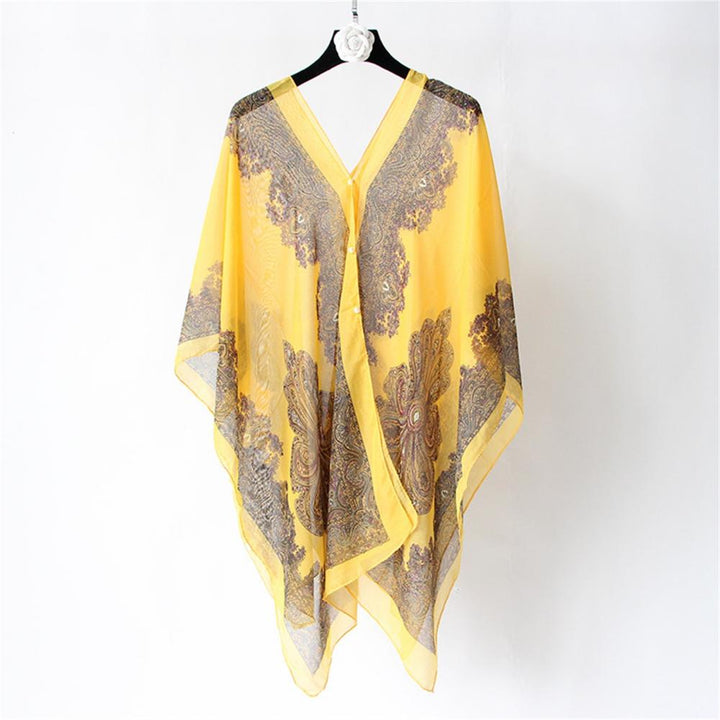 Yellow Summer Scarf with UV Protection Chiffon Beach Shawl