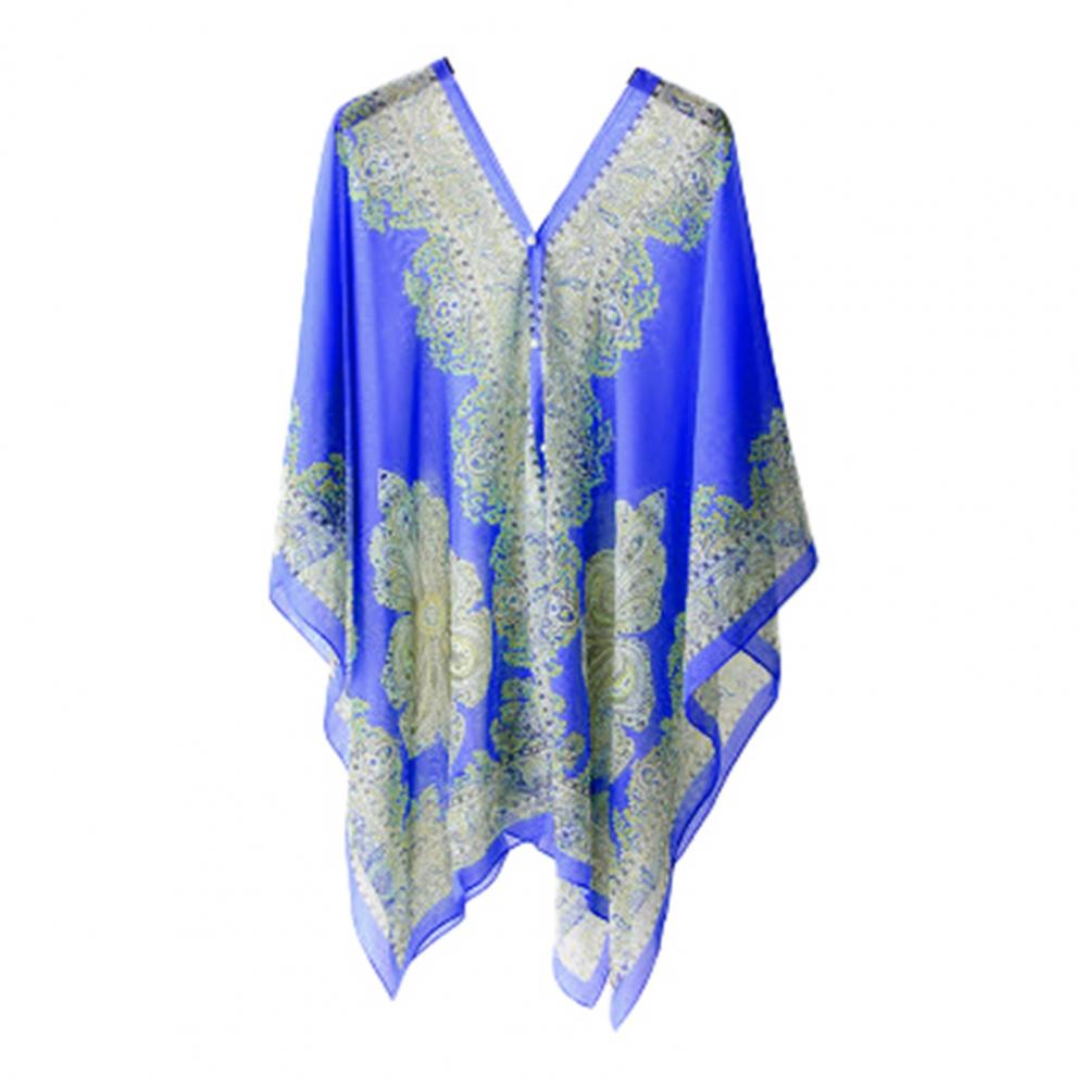 Royal Blue Summer Scarf with UV Protection Chiffon Beach Shawl