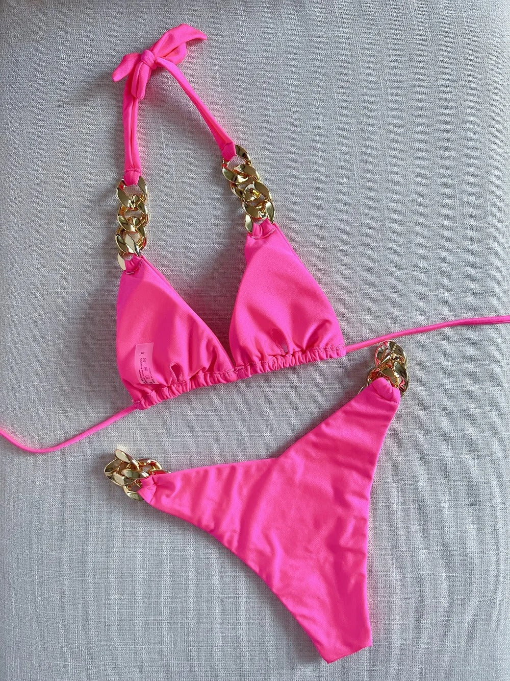 Pink Sexy Triangle Bikini Set 2 Piece Brazilian Swimsuit