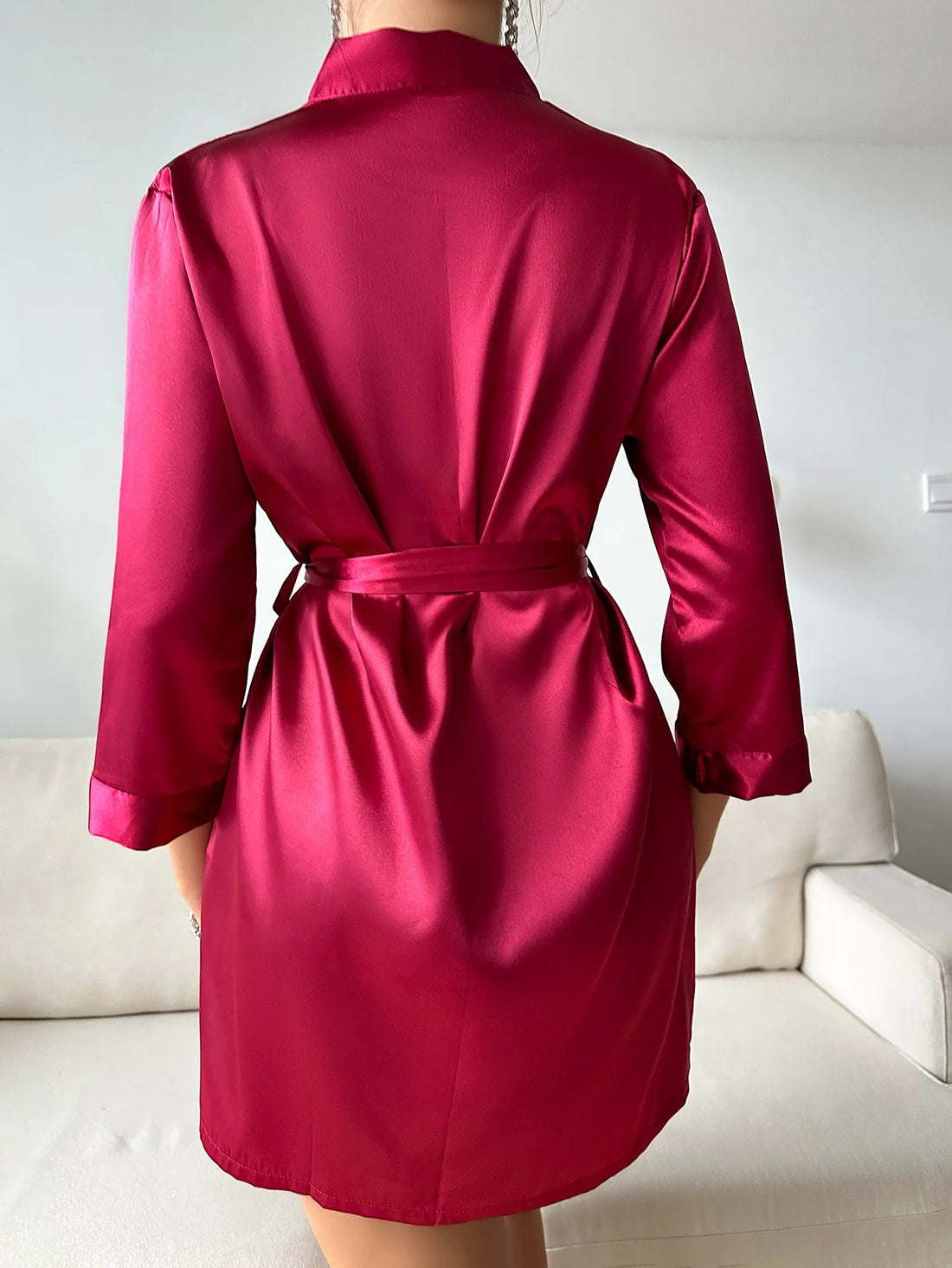 Burgundy Satin Robe Sensual and Classic