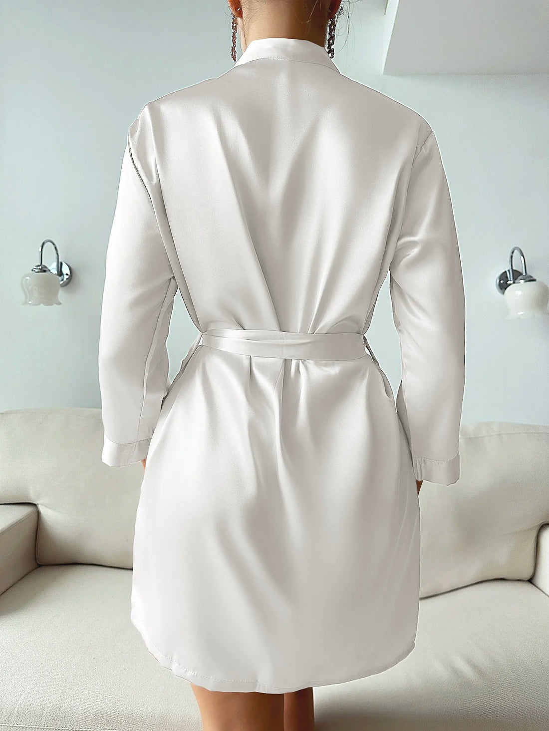 White Satin Robe Classic Elegance