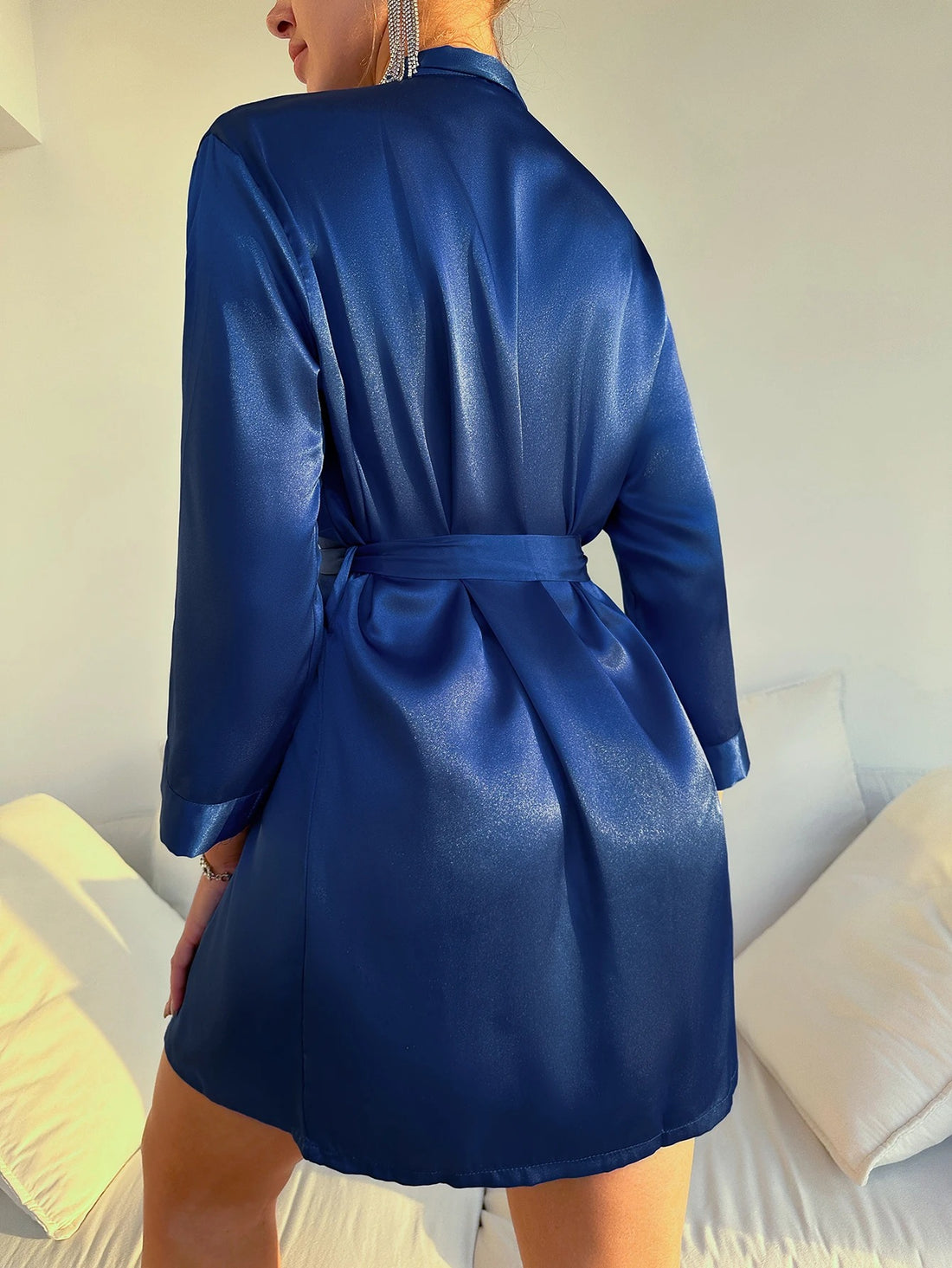 Blue Satin Robe Elegance at Home Edition