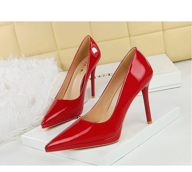 Apricot Red Platform Sandals with Pointed Toe and High