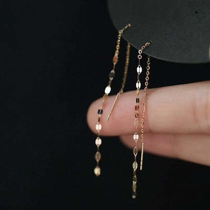 Gold Long Earrings Hanging Elegant Chain