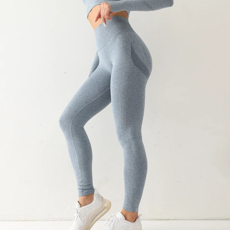 Blue High Waist Seamless Push Up Leggings