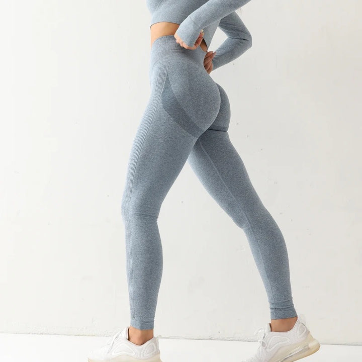 Blue High Waist Seamless Push Up Leggings