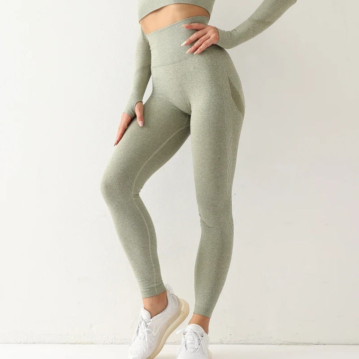 Army Green High Waist Seamless Push Up Leggings