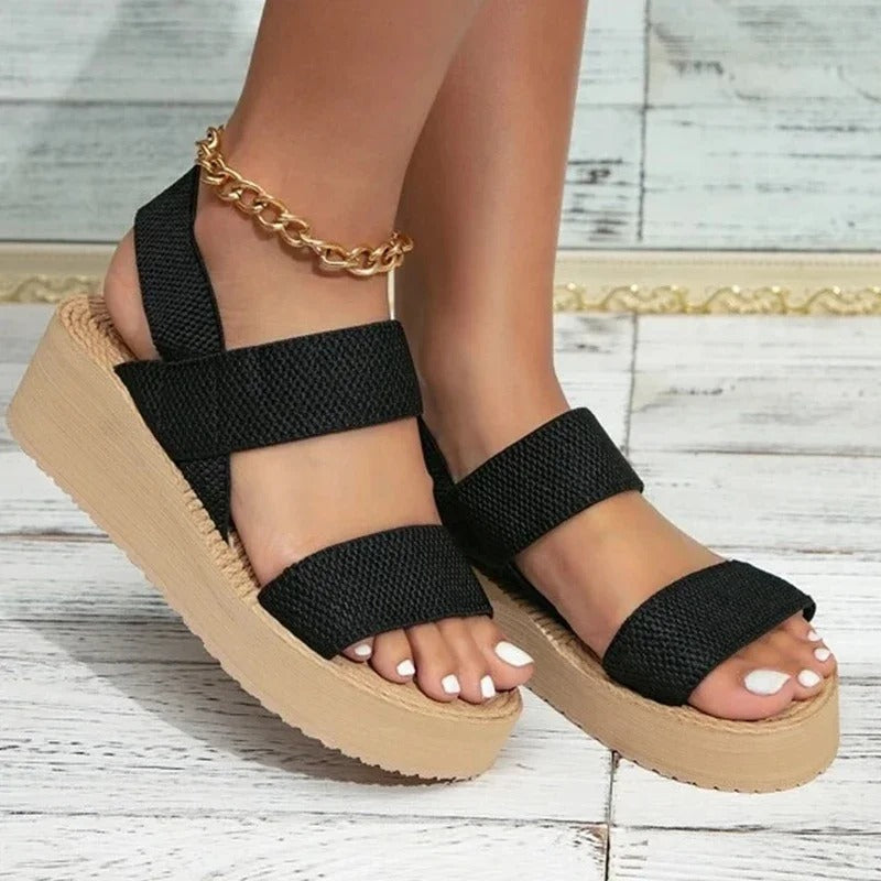 Black Women's Wedge Sandals - Elegant and Practical for Everyday Use