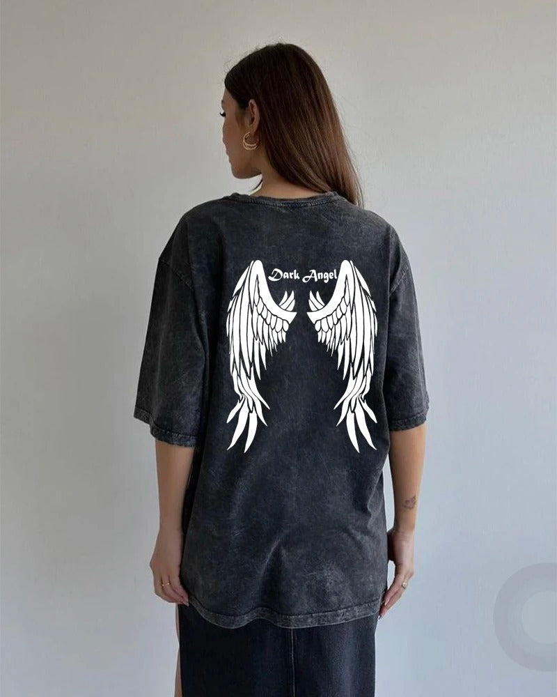 Czarny Oversize T-shirt "Dark Angel"