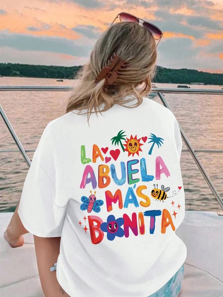 La Abuela Más Bonita Printed T-shirt in White