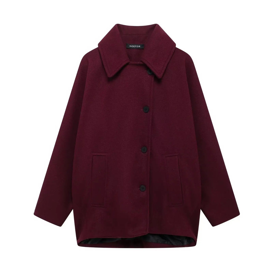 Burgundy Single-Breasted Wool Jacket