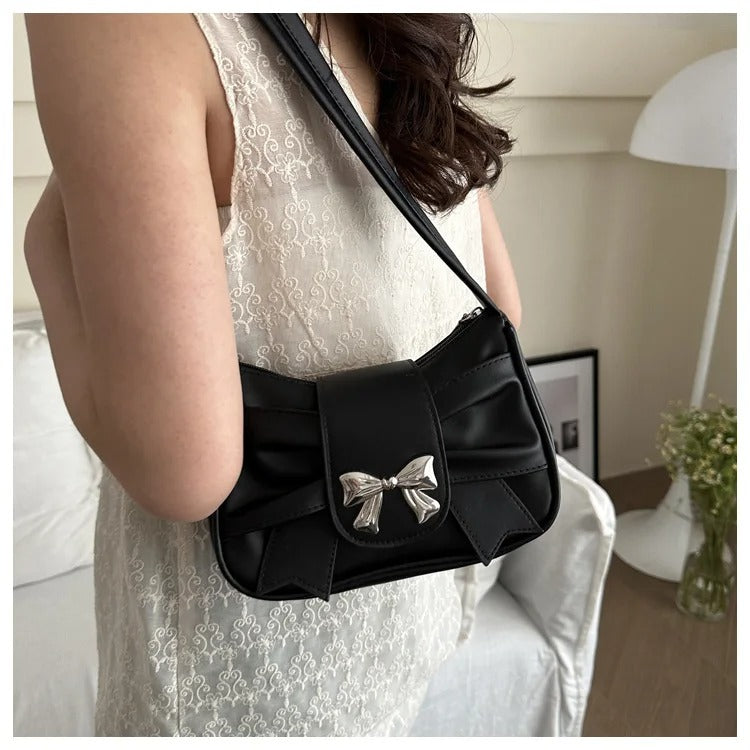 Black Fashion Shoulder Bag With Bow