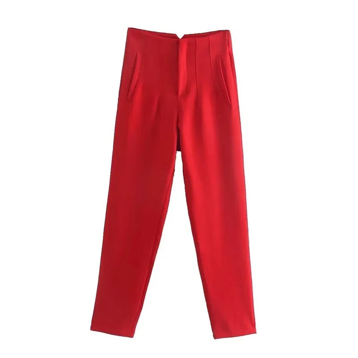 Red High Waist Trousers