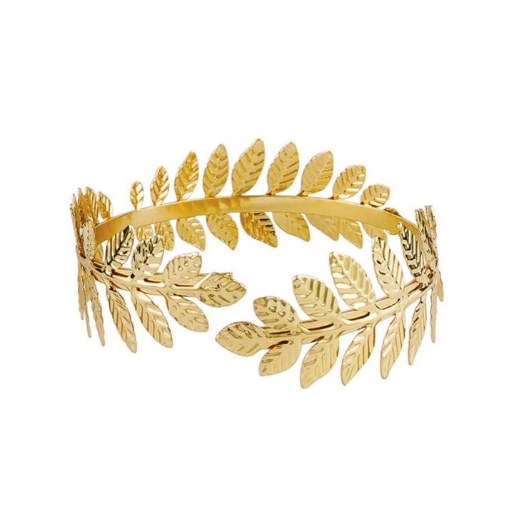 Gold Cuff Bracelet with Leaf Motif