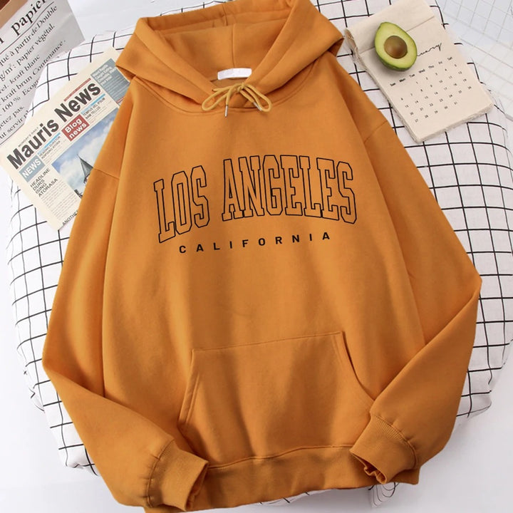 Khaki and Black Los Angeles Art Letter Design Sweatshirt