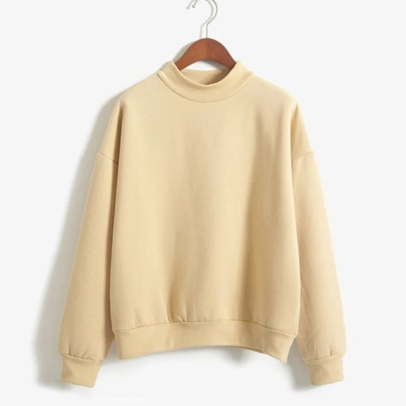 Beige Turtleneck Sweatshirt