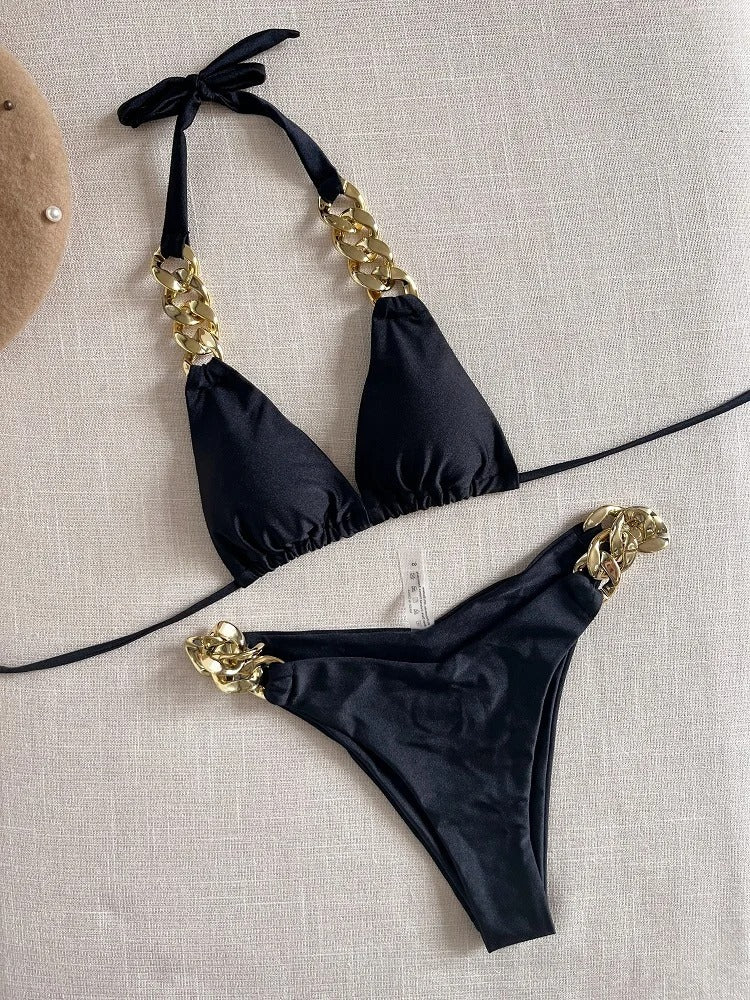 Black Sexy Triangle Bikini Set 2 Piece Brazilian Swimsuit