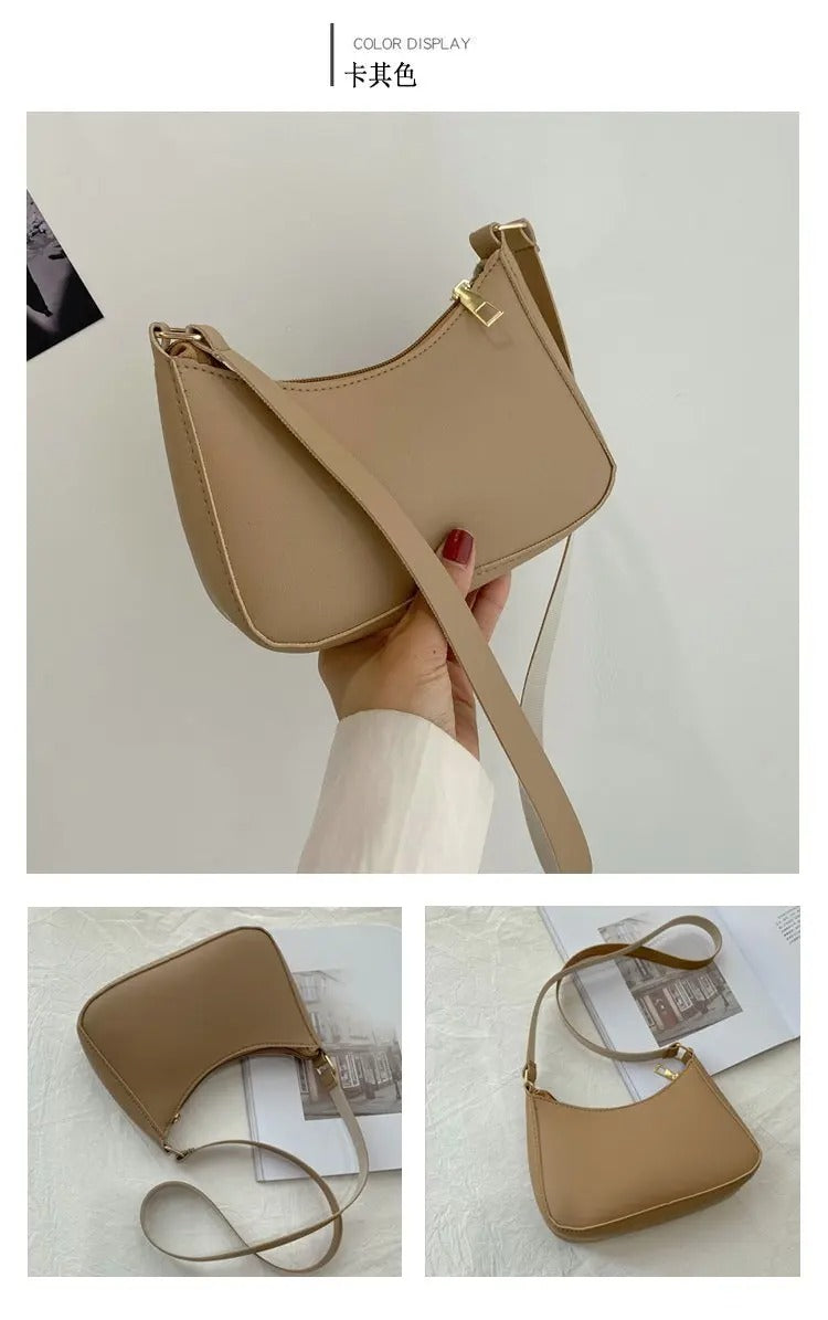 Retro PU Leather Shoulder Bag Camel