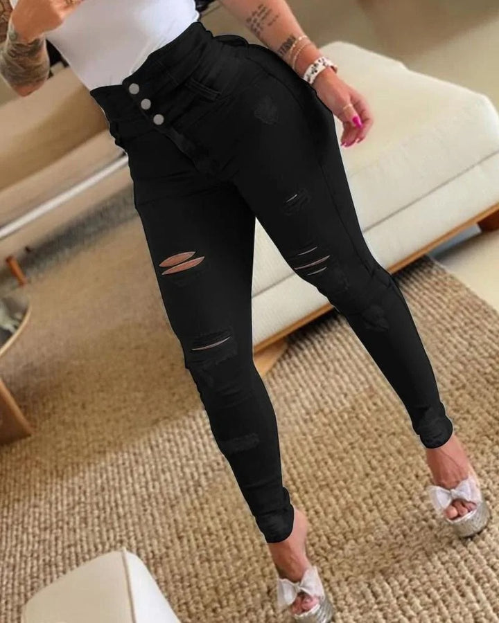 Black Y2K High Waist Bodycon Pencil Jeans