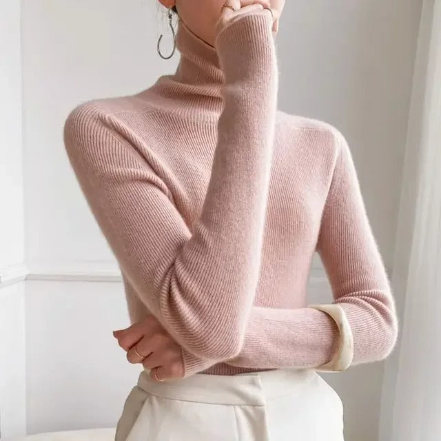 Turtleneck Sweater Pink Soft Fall Winter