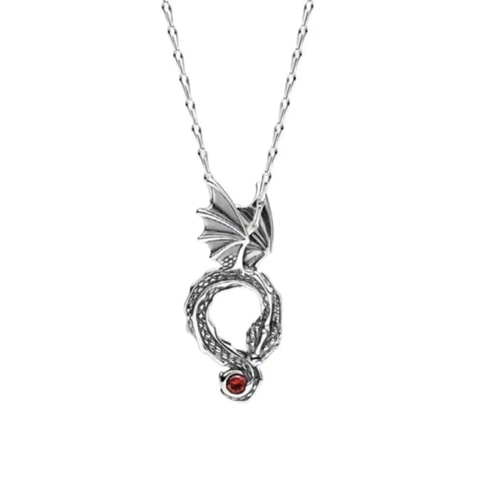 Silver Necklace with Dragon Motif