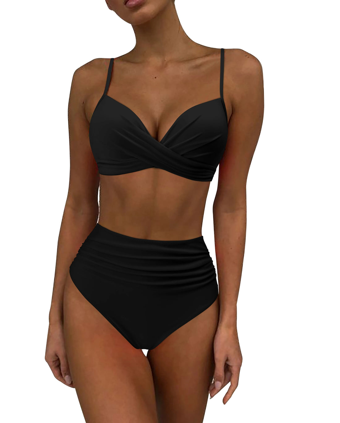 Czarne Bikini Push-Up z Wysokim Stanem